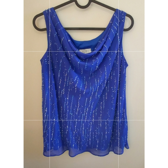 Azure Blue Top with Beading and Sequin Details - Picture 1 of 6